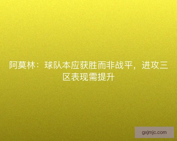 阿莫林：球队本应获胜而非战平，进攻三区表现需提升